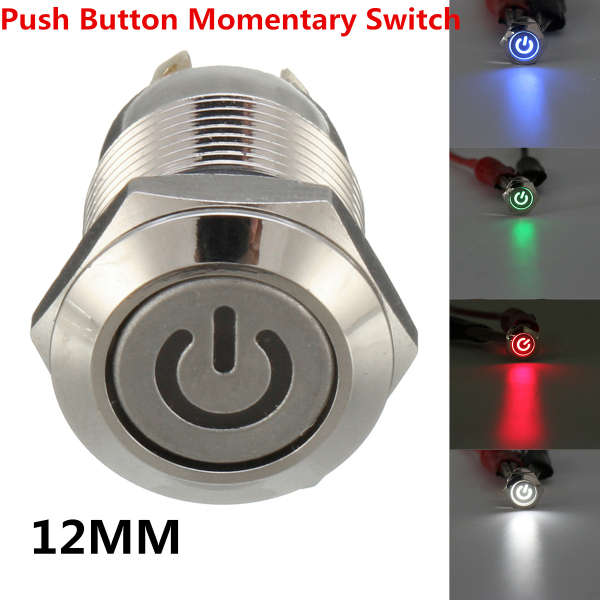 Excellway 12V 4 Pin Led Metal Push Button Switch Momentary Power Switch Waterproof