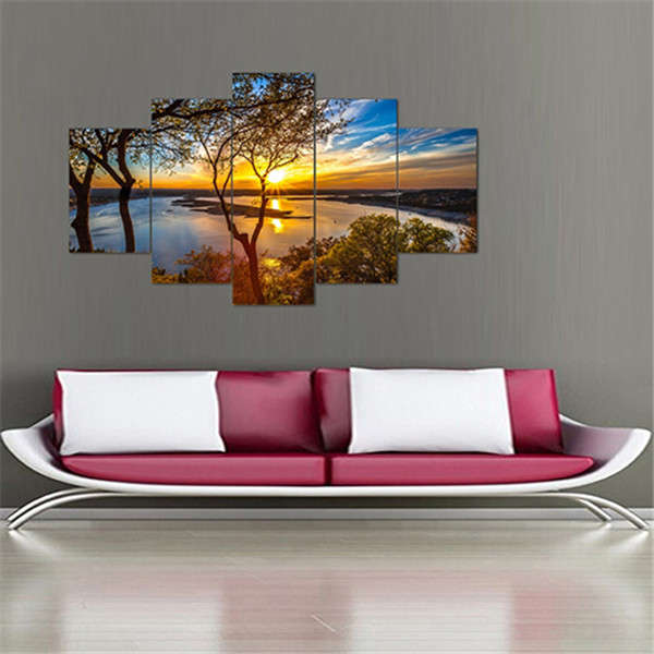 5Pcs Canvas Print Paintings Landscape Wall Decorative Print Art