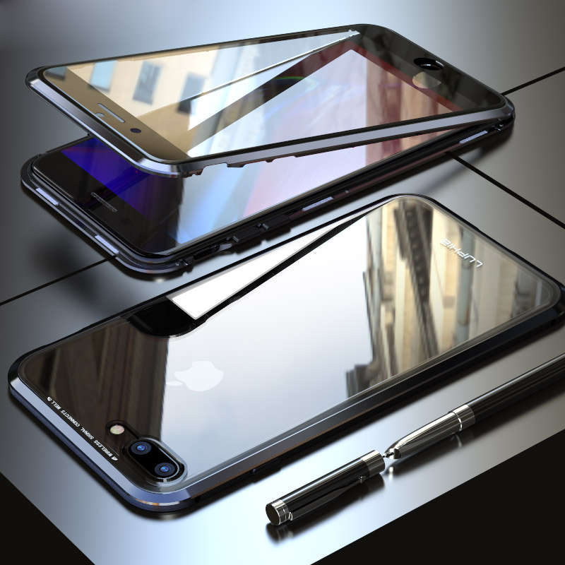 Luphie 360 Front Screen Protector & Back Glass Cover Metal Magne (Apple Model iPhone XR Color Black)