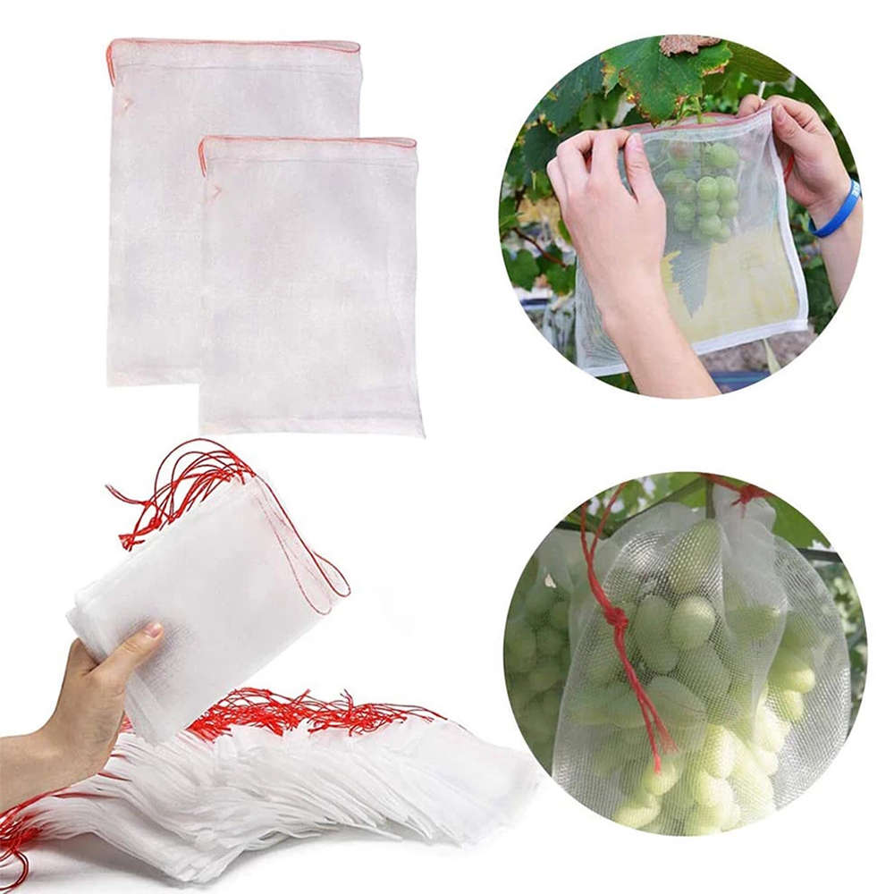 (Sizes 25*35cm )50Pcs Plant Fruit Protect Drawstring Mesh Net Bag Garden Greenhouse Plant Cover ...