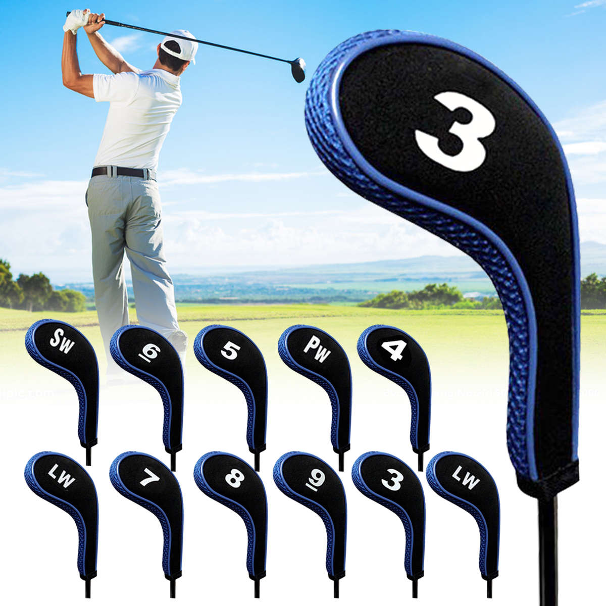 12Pcs/set Golf Clubs Iron Head Covers Driver Professional Number Tag