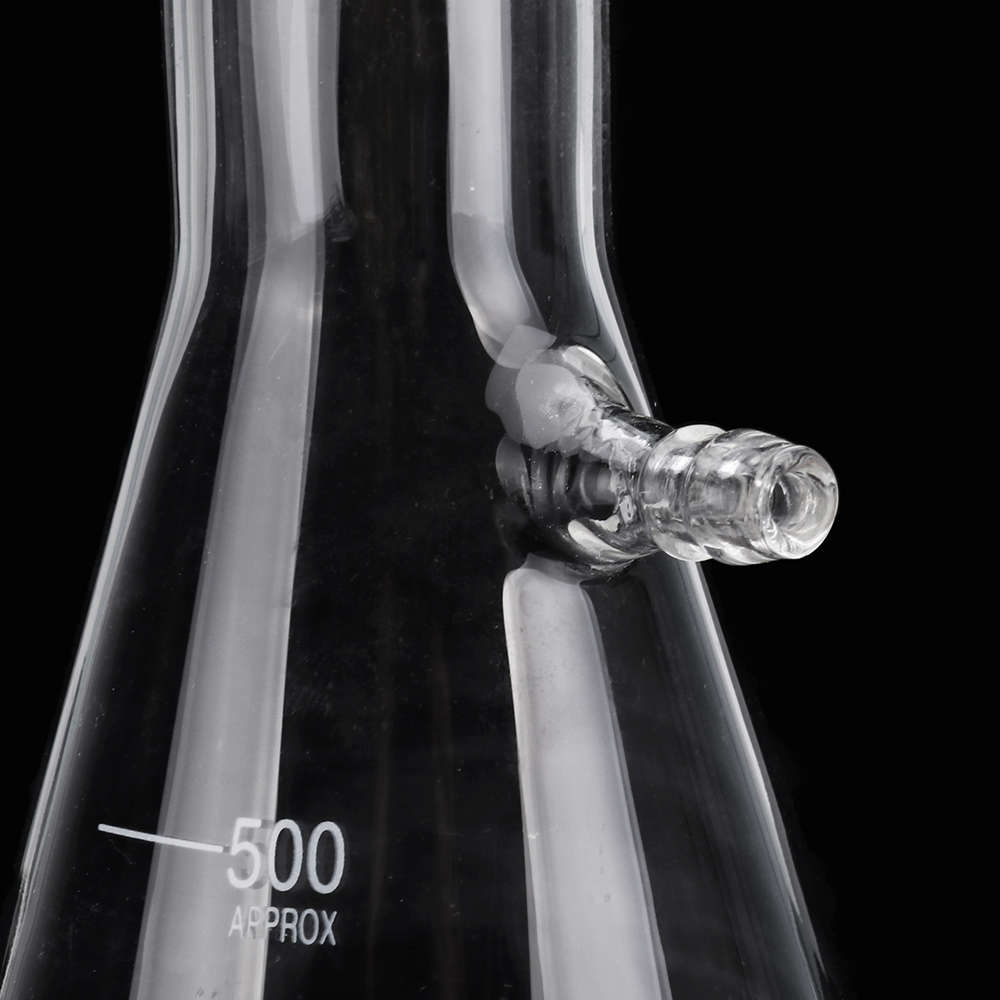 500mL Clear Borosilicate Glass Filtering Flask Vacuum Filtration Flask Bottle Lab Glassware