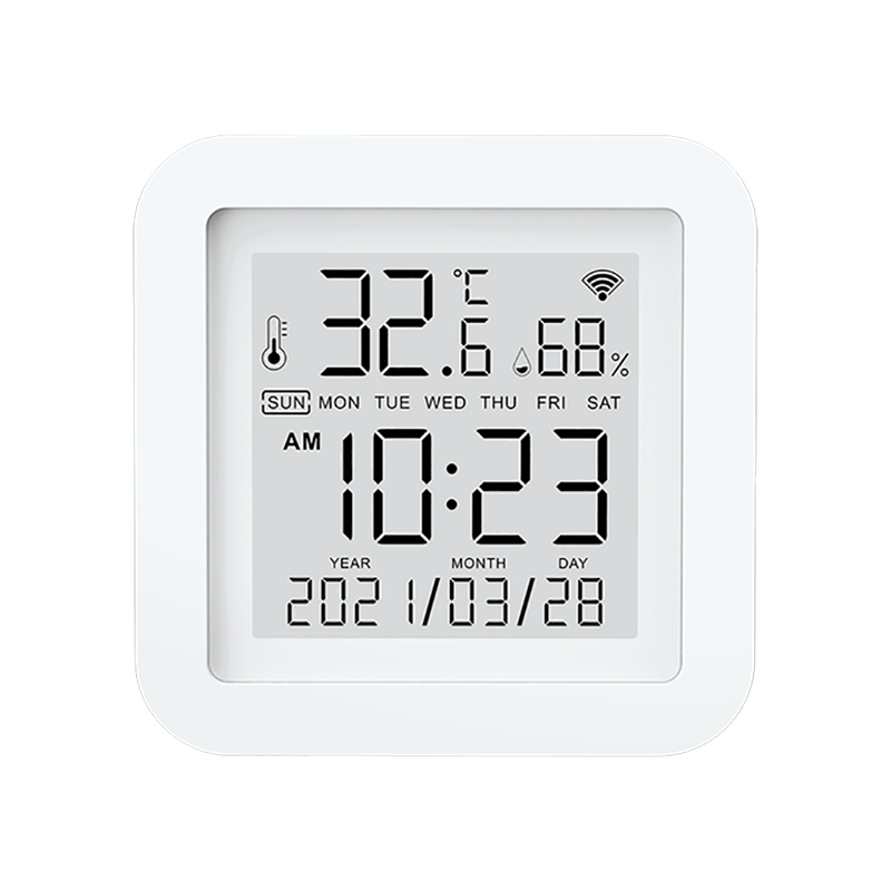 Tuya WIFI Temperature Humidity Smart Sensor Clock Digital Display Remote Control Thermometer Support