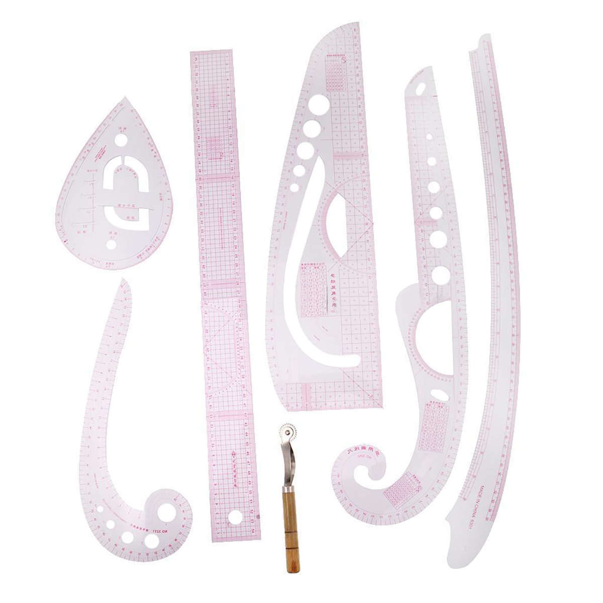 6 Set Clear Straight Curve Ruler Drawing Line Sewing Dressmaking Design Tools