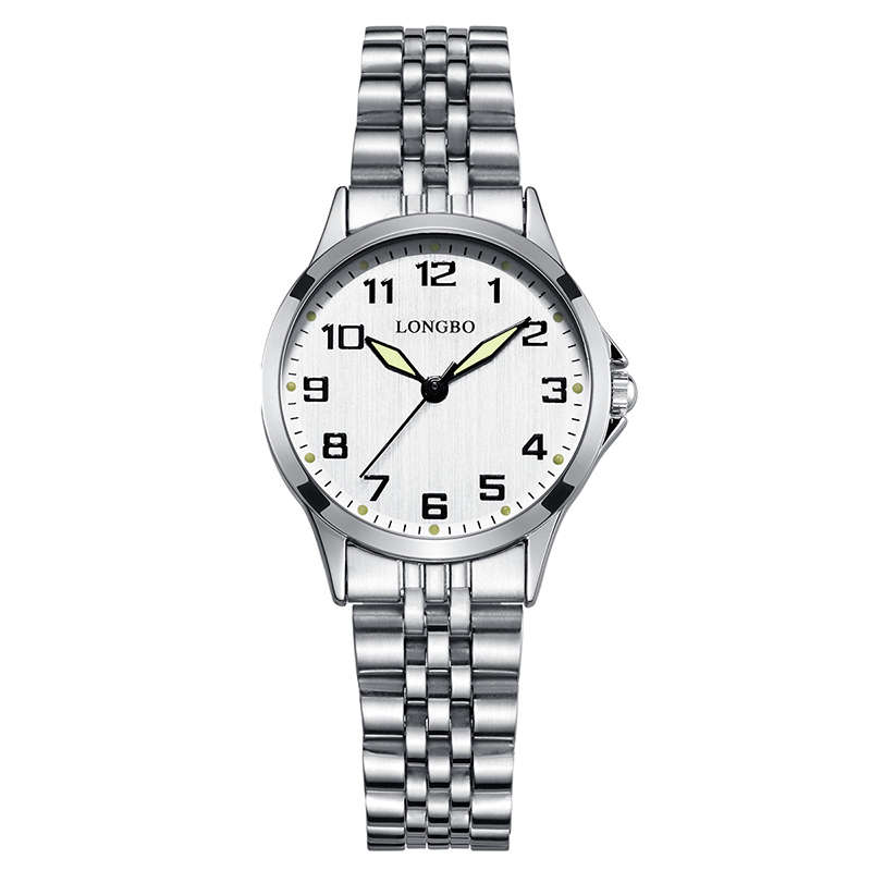 New LONGBO 80499 Luxury Men Women Stainless Steel Strap Simple Casual Dial Coupl