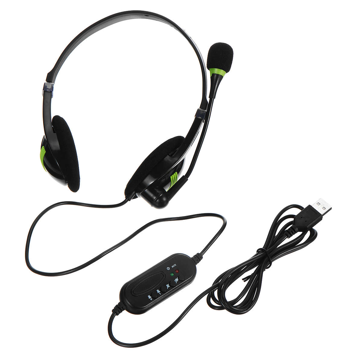 USB Wired Computer Headset Stereo Headphone Noise Cancelling Mic For PC Laptop