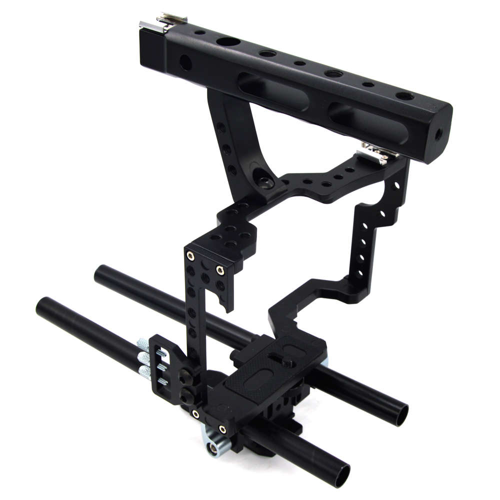VELEDGE VD-07 Portable Aluminum Camera Cage Rig Stabilizer Top Handle Grip for DSLR Camera DV Mount