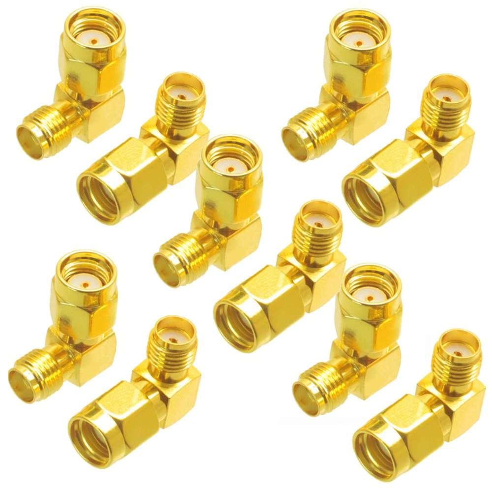 10PCS SMA FeMale to rp-SMA Male Right Angle Adapter Connector For RC Drone