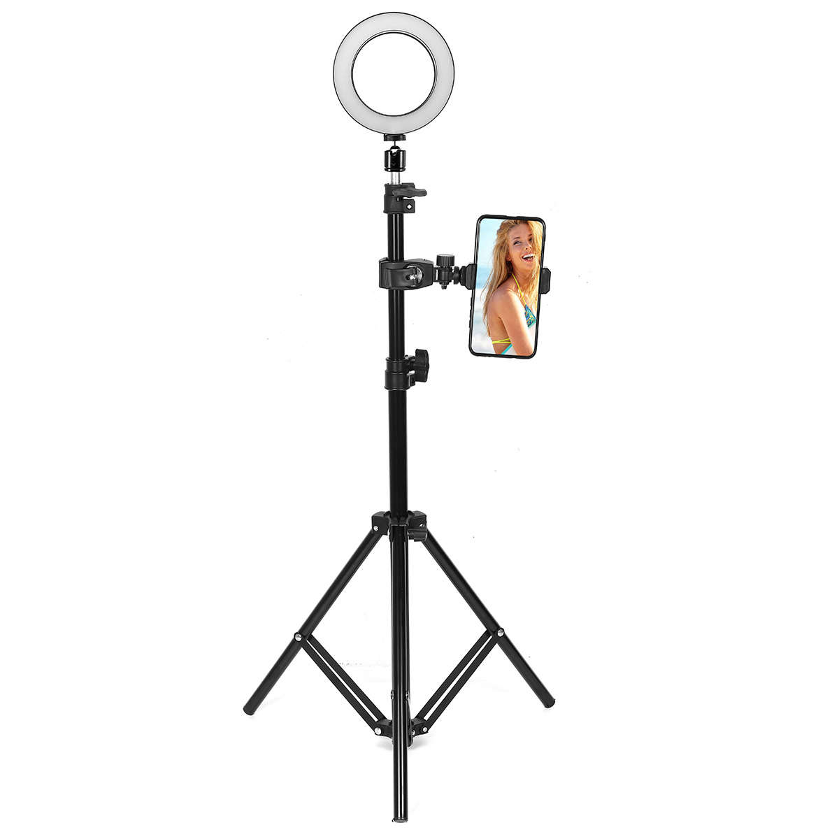 16cm 2700K-5500K Dimmable USB LED Ring Light Universal Phone Holder Adjustable Tripod Stand for Make