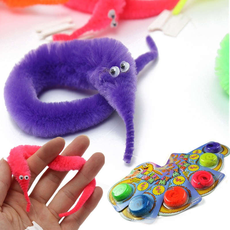 7X  Fuzzy Worm Wiggle Moving Sea Horse Kids Trick Toy