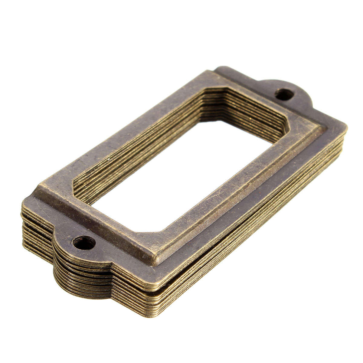 12Pcs Antique Brass Metal Label Pull Frame Handle File Name Card Holder For Furniture Cabinet Drawer