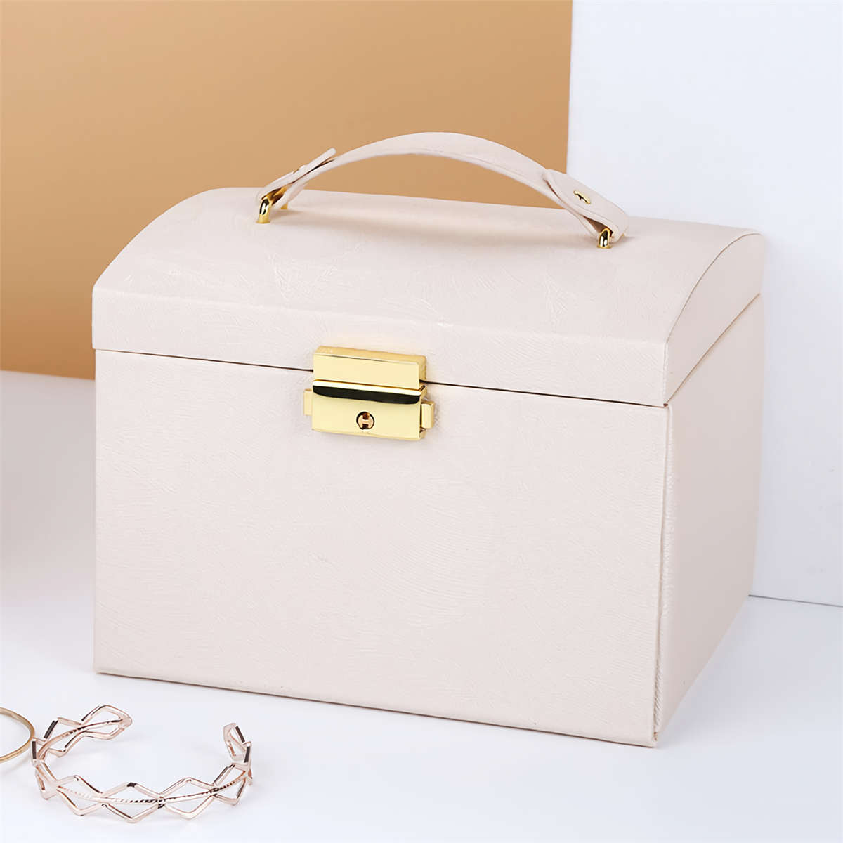 Jewelry Box Large Capacity Leather Storage Jewelry Box Earring Ring