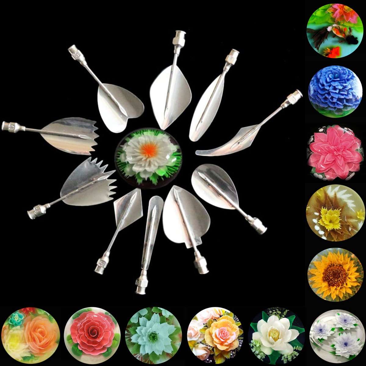 3D Jelly Flower Art Tools Syringe 3D Gelatin Cake Syringe Art Tools Kit