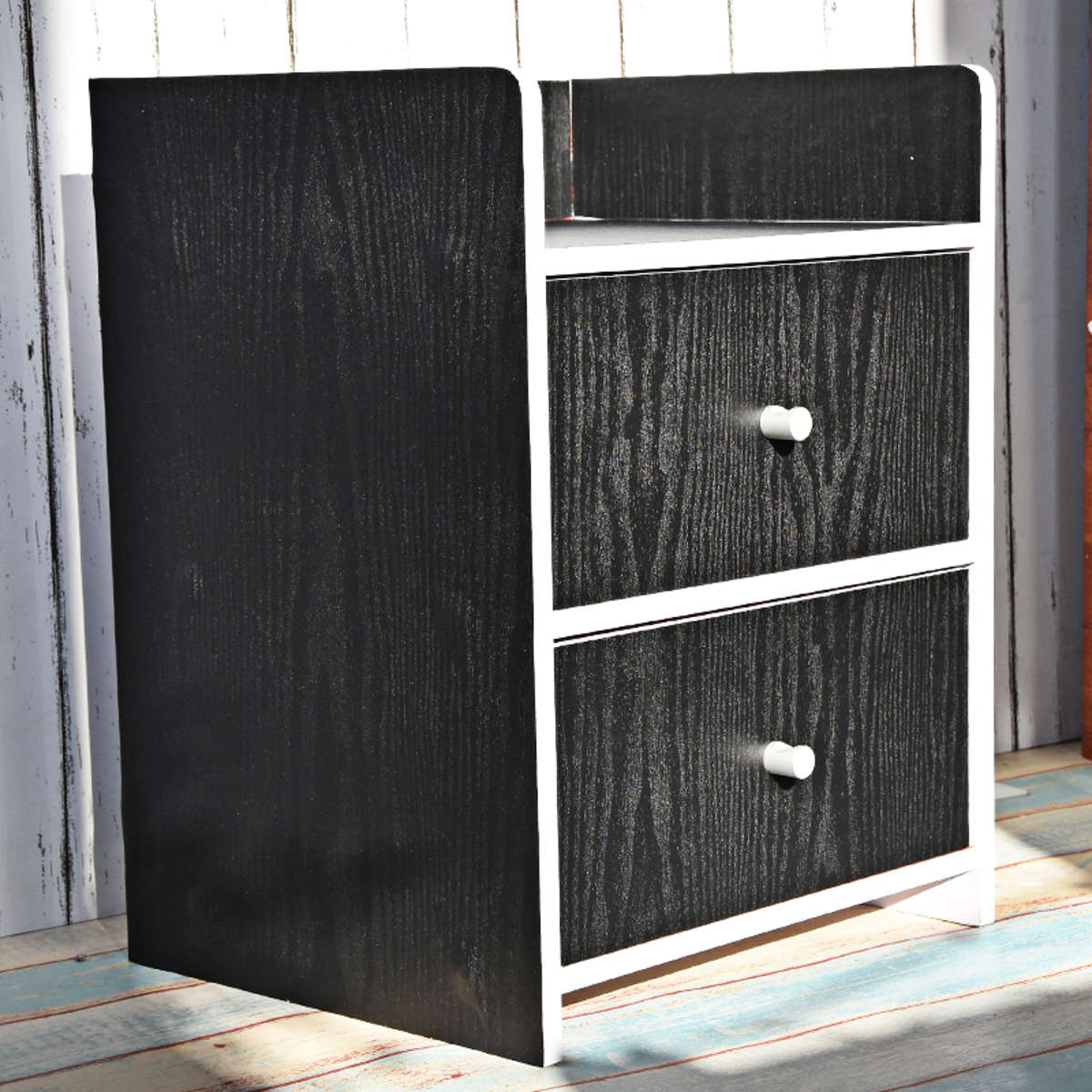 Black Wood Looking Textured Self Adhesive Decor Contact Paper Vinyl Shelf Liner Wall Paper (Size 2M)