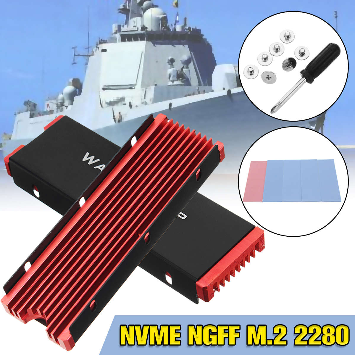 M.2 NVME Aluminum Heatsink NGFF PCI-E 2280 SSD Cooling Fan Fin Cooler W/