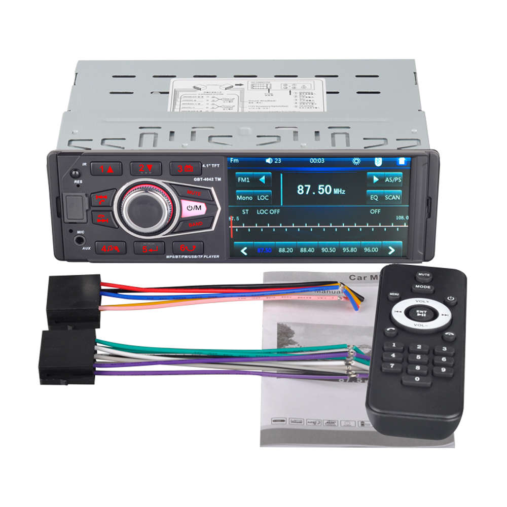 4042 4.1 Inch 1DIN Car MP5 Player Touch Screen Support AM FM Radio RDS bluetooth USB TF Card Remote