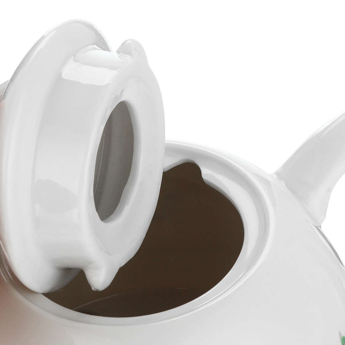 1.2L Electric Tea Water Kettle Ceramic Pot with Floral Rose Variable Temp White