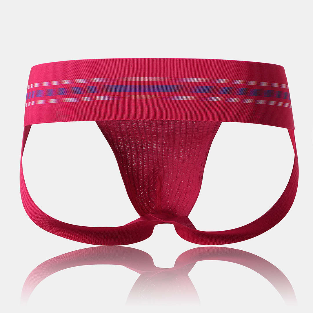 Men Butt Lifting Widen Belt Crotchless Jockstrap Breathable Cotton Under (Size 3 M Color Army Green)