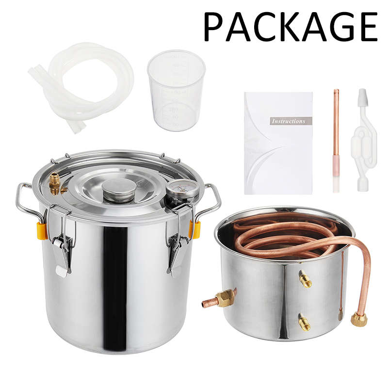 3GAL/12L Distiller Copper Moonshine Ethanol Alcohol Water Distiller Still Stainless Boiler