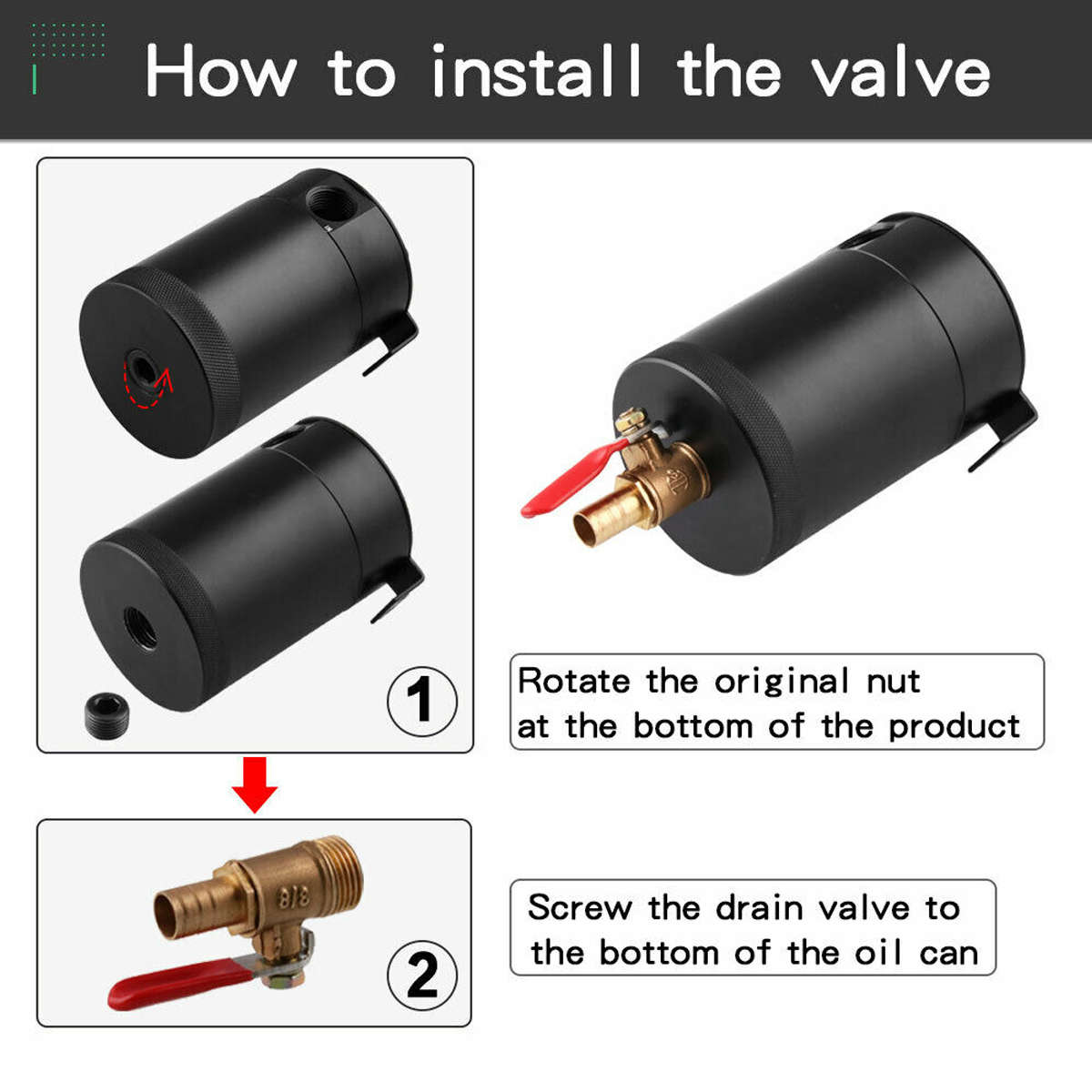 New Universal 2-Port Oil Catch Can Tank Reservoir Fuel with Drain Valve Breather