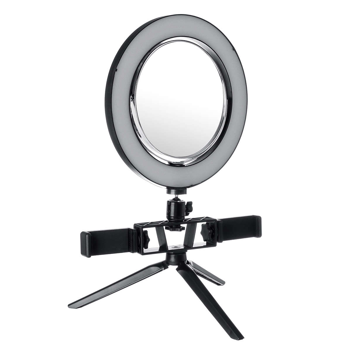 8.7/12.6 Inch LED Dimmable Video Ring Light Tripod Stand with Mirror 2 Phone Clip for Youtube Tik To