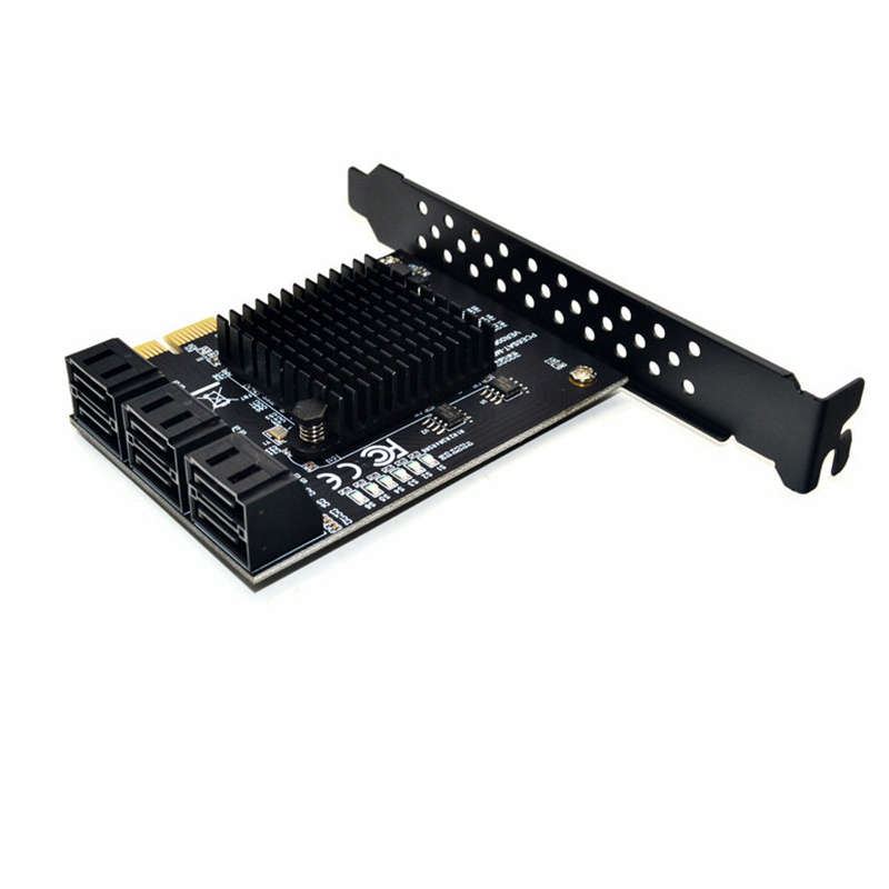 ITHOO PCE6SAT-M01 6 Ports SATA3.0 SSD PCI-E Expansion Card 6Gbps IPFS Hard Disk Adapter for Desktop