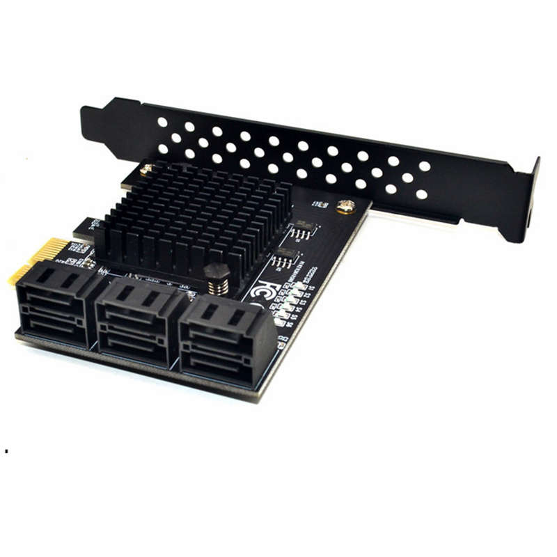 ITHOO PCE6SAT-M01 6 Ports SATA3.0 SSD PCI-E Expansion Card 6Gbps IPFS Hard Disk Adapter for Desktop