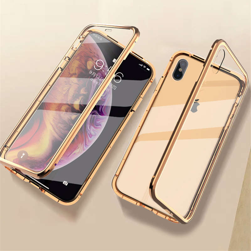Luphie 360 Front Screen Protector & Back Glass Cover Metal Magne (Apple Model iPhone XR Color Black)
