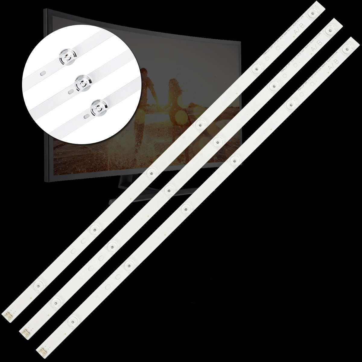 3PCS 590MM LED Rigid Strip Bar Light For LG32LB INNOTEK DRT 3.0 32_A/B Type 6916L-1974A 6916L-197...