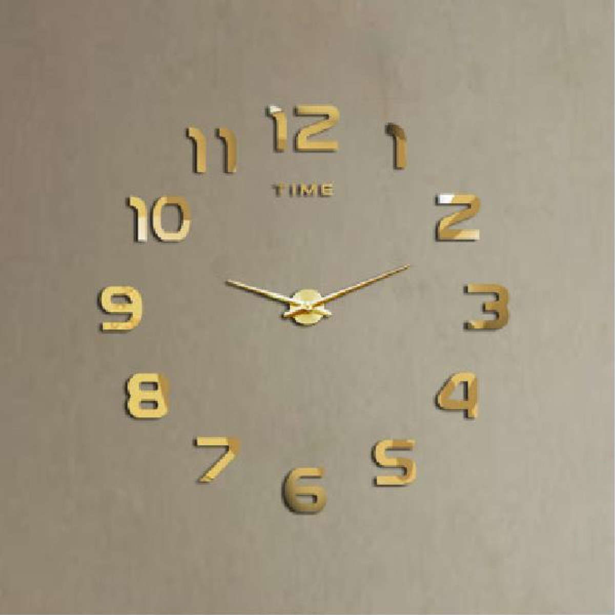 K Govender - Large 3D Number Mirror Wall Sticker Wall Clock - Silver