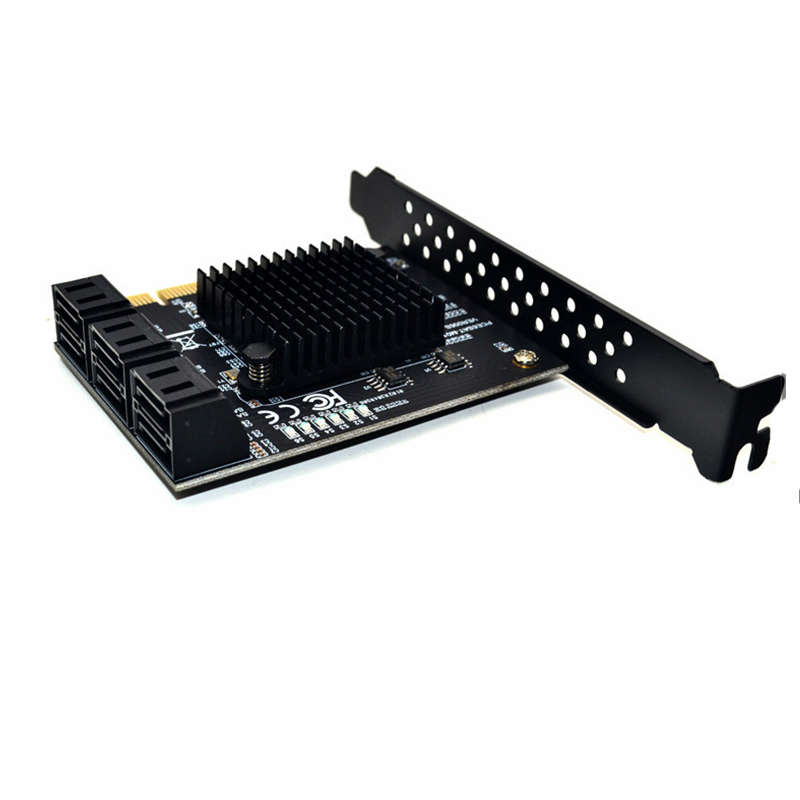 ITHOO PCE6SAT-M01 6 Ports SATA3.0 SSD PCI-E Expansion Card 6Gbps IPFS Hard Disk Adapter for Desktop