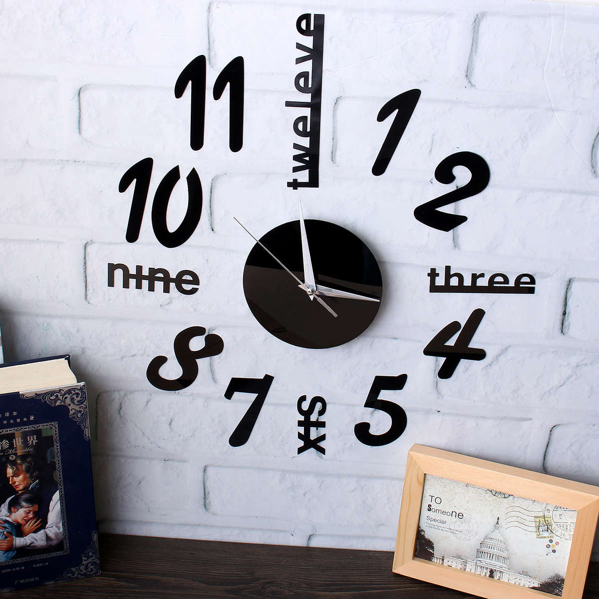 Removable 3D Number DIY Mirror Surface Wall Clock Sticker Modern Home Ar