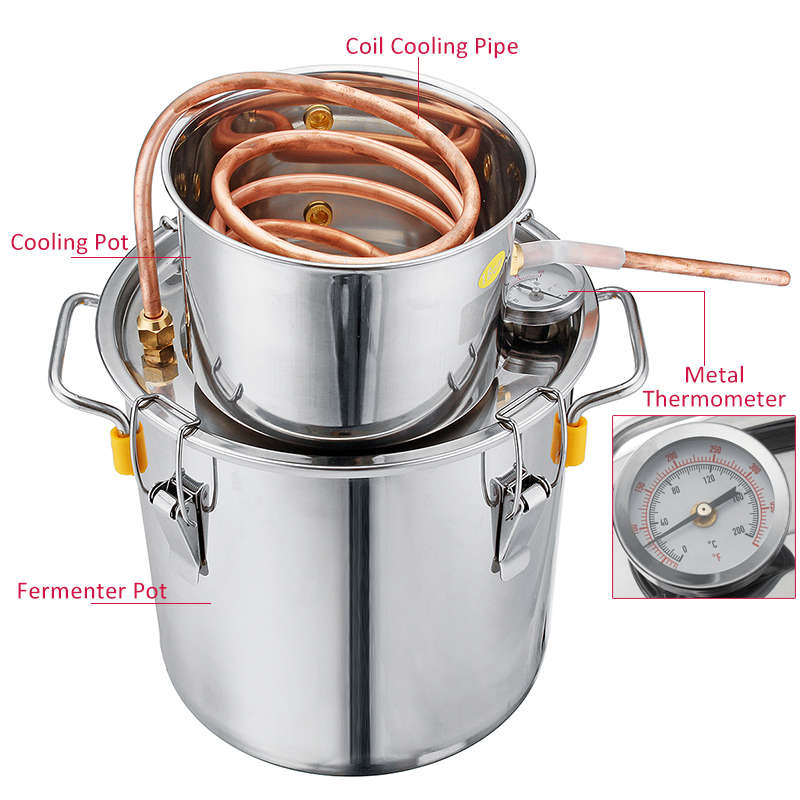 3GAL/12L Distiller Copper Moonshine Ethanol Alcohol Water Distiller Still Stainless Boiler