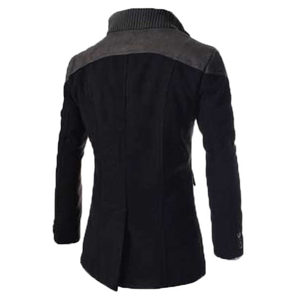 Mens Solid Double Breasted Mid-Long Thicken Coats