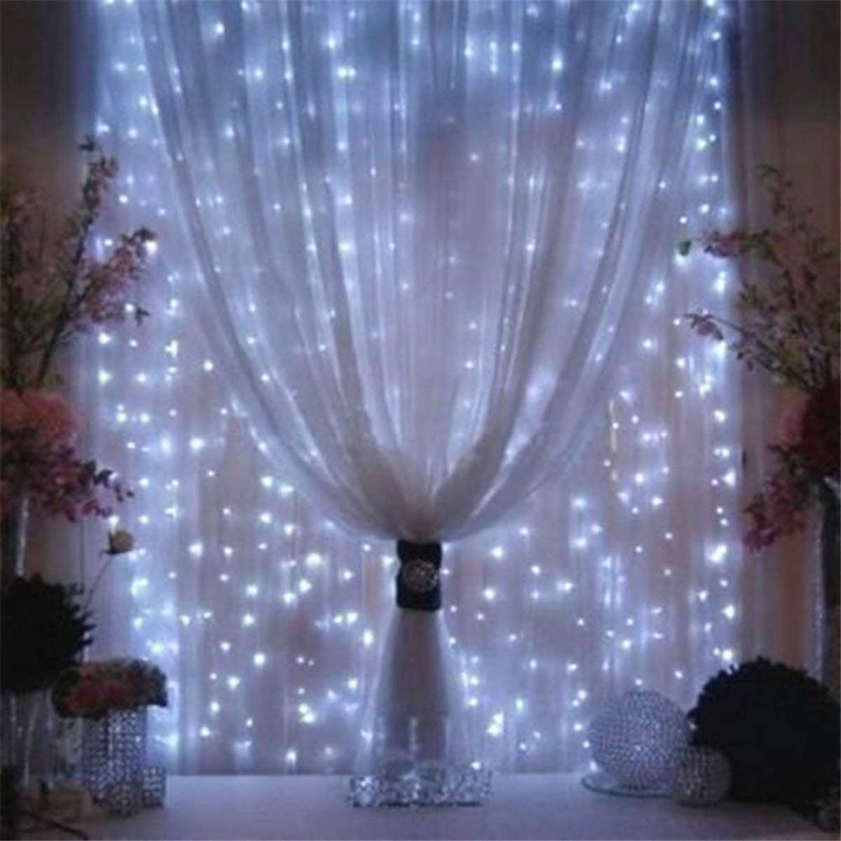 New 6M*3M EU Plug Icicle Window 600 LED Curtain Starry Fairy String Light for Ho