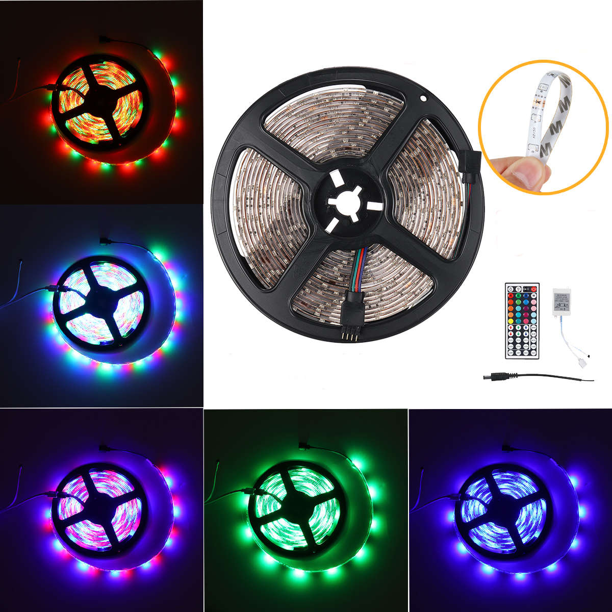 5M 3528 RGB SMD Waterproof 300LED Strip Light Lamp Bar TV Back Lighting Kit+ 44Keys Remote Control D