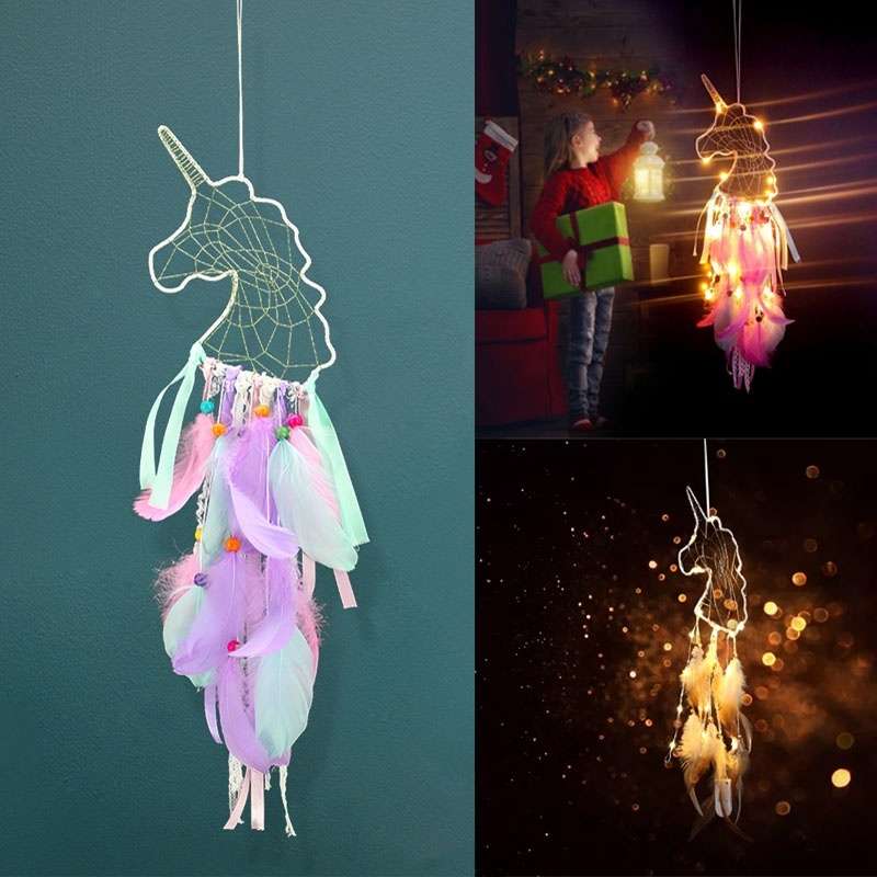 Unicornio Pendant Feather Dream Catcher Indian Crafts Wall Hanging