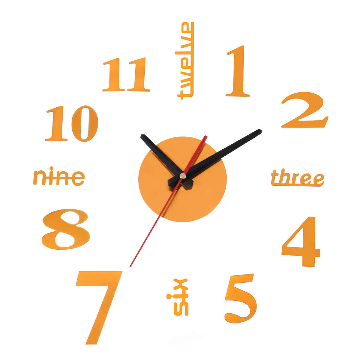 50-60CM/100-120CM 3D Vintage DIY Silent Mirror Wall Clock For Home Art Decor