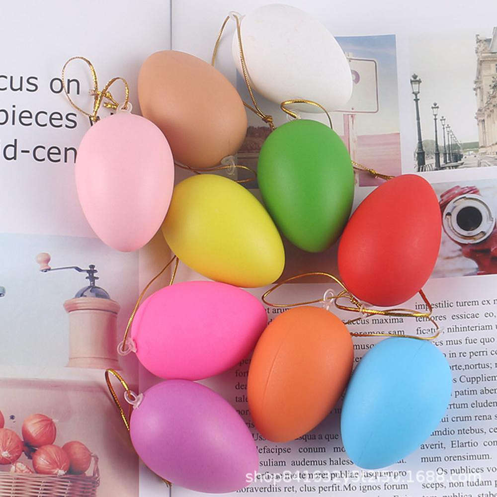 20Pcs/Set DIY Hanging Easter Eggs Painting Artificial Colorful Eggs Plastic Handmade Easter Hunt Egg