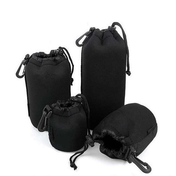 New 4Pcs Soft Neoprene S M L XL Lens Pouch Bag For Canon Nikon Sony Pentax DSLR Camera