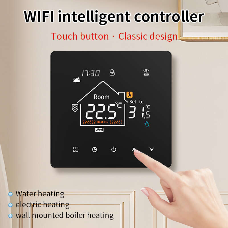 3A - K7 Tuya Smart WiFi Thermostat with LCD Touch Screen for Electric/Water Heating Weekly Programma