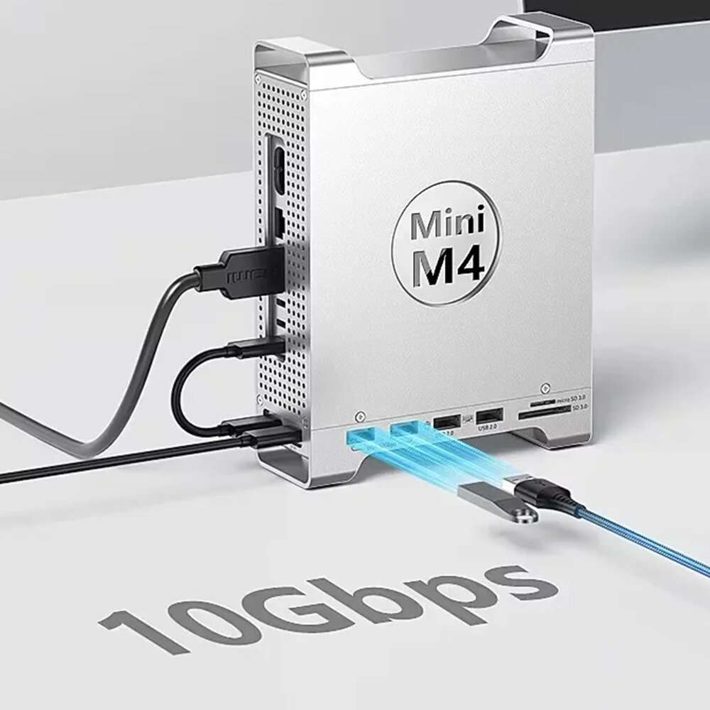 Gray - Vertical Docking Station for Mac Mini M4/M4 Pro With M.2 NVMe SSD Hard Drive Case SD/TF Port