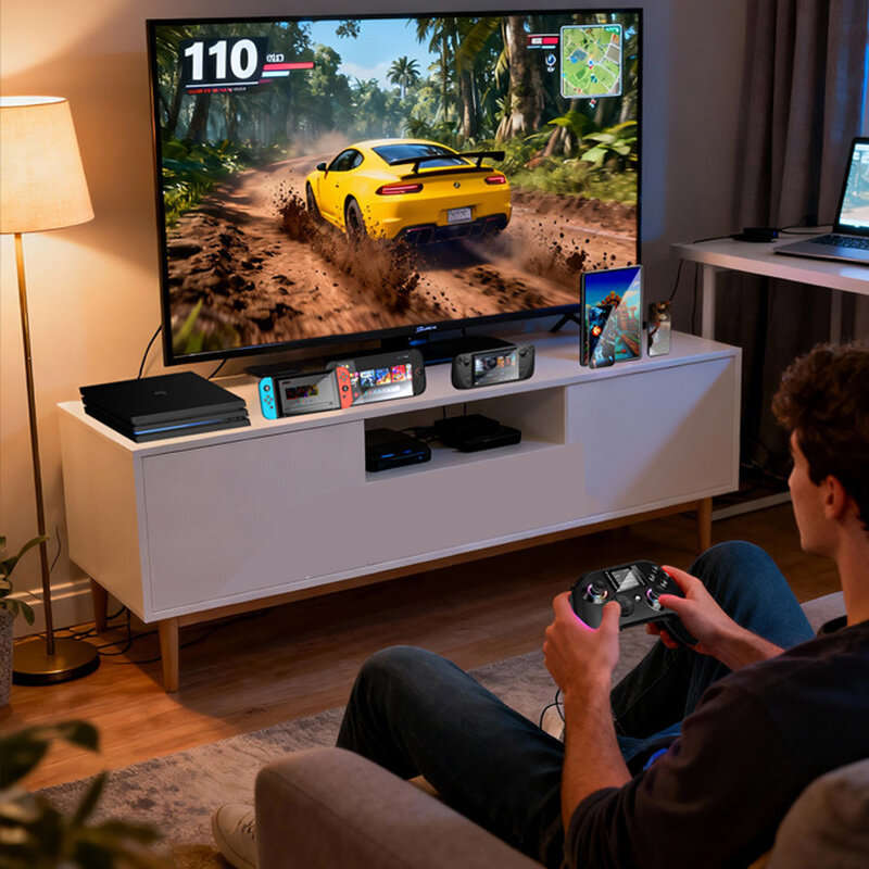 Black - CX-268 Wireless Gaming Controller with Smart Interactive Display Hall Joystick and Hall Trig