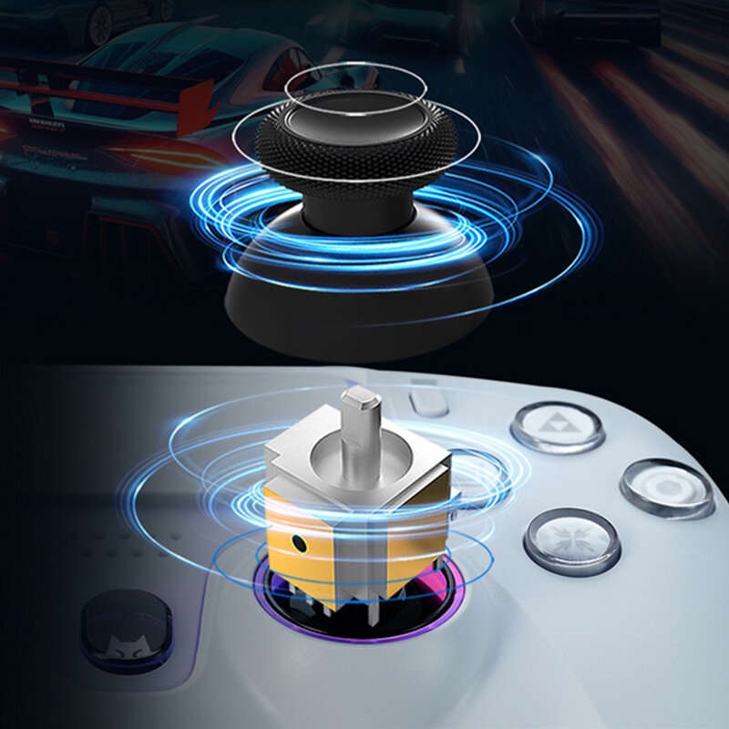 White - NBCP 736F for PS5 Controller Wired Gamepad with Hall Effect Triggers and RGB Joysticks Dual
