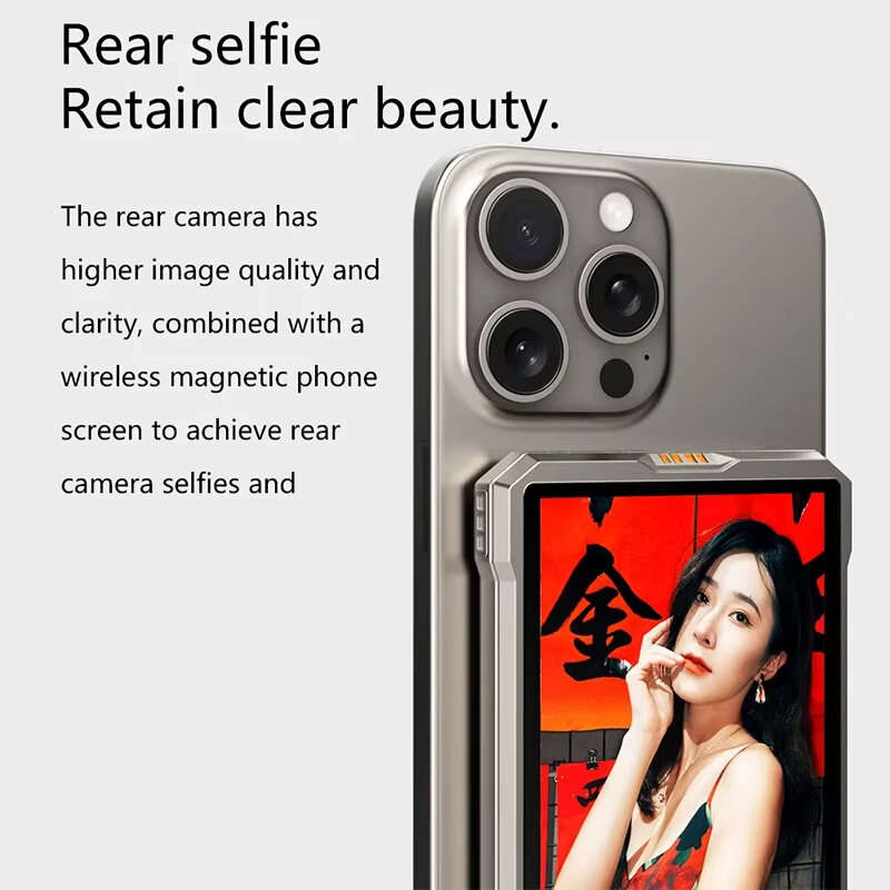 Magnetic Selfie Monitor Screen for Smartphone Rear Camera High-Resolution Display Wireless Connectio