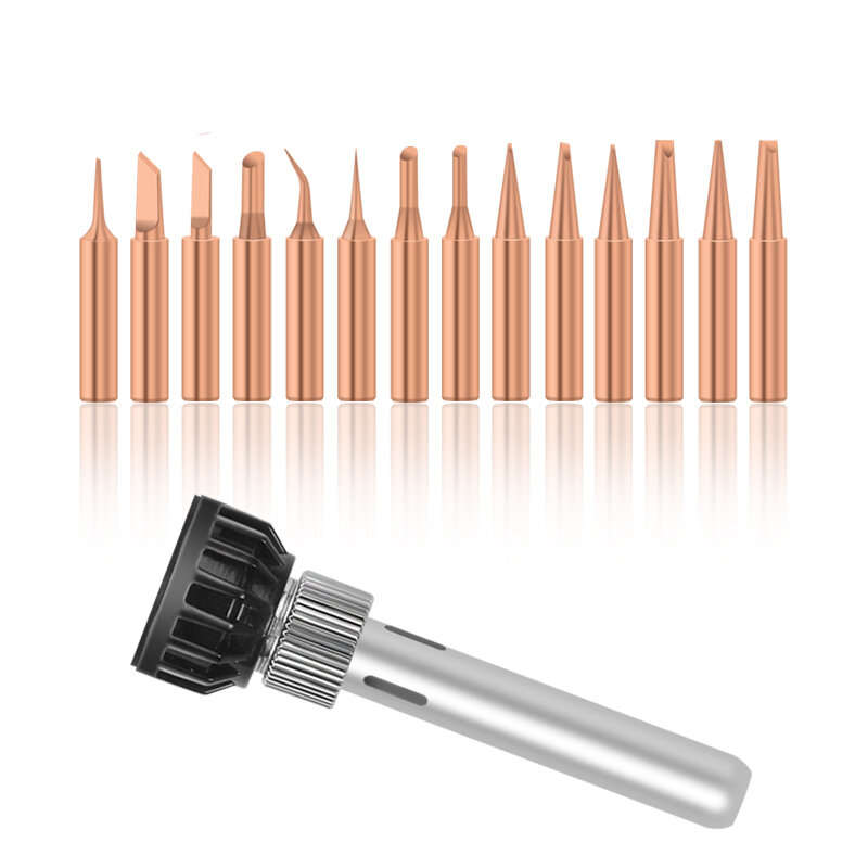 Handskit 15Pcs Pure Copper Solder Iron Tip 900M Tip For Soldering Rework Station Solder Tips