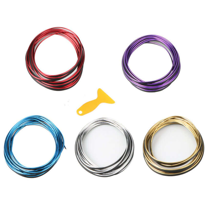 5M Flexible Car Interior Edge Gap Moulding Trim Strip Decorative Line Decor - Gold