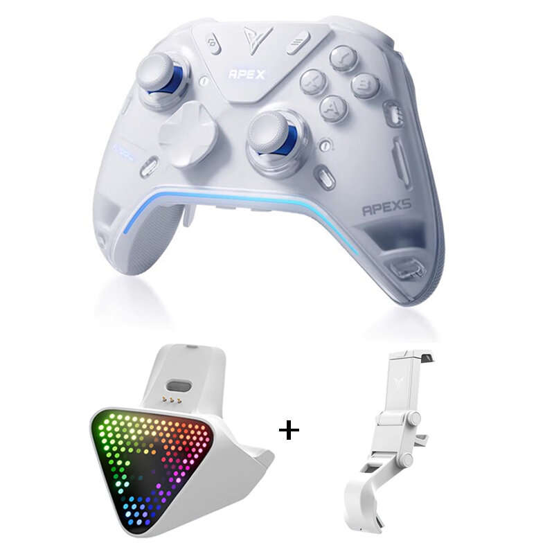 Handle + White Base - Flydigi APEX 5 Elite Controller Force Feedback RGB Lighting Wireless bluetooth