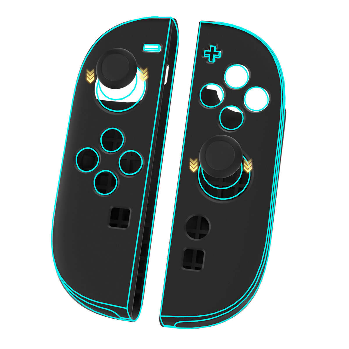 Black - JYS JYS-NS2292 Switch2 Joycon Left and Right Handle+Joystick Caps Anti-slip Shockproof Silic