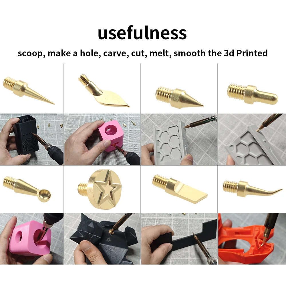 220V EU Plug - Toaiot Heat Insert Nut Iron Tip Hot Melt Heat Set Insert Tool Soldering Iron Tip 3D P